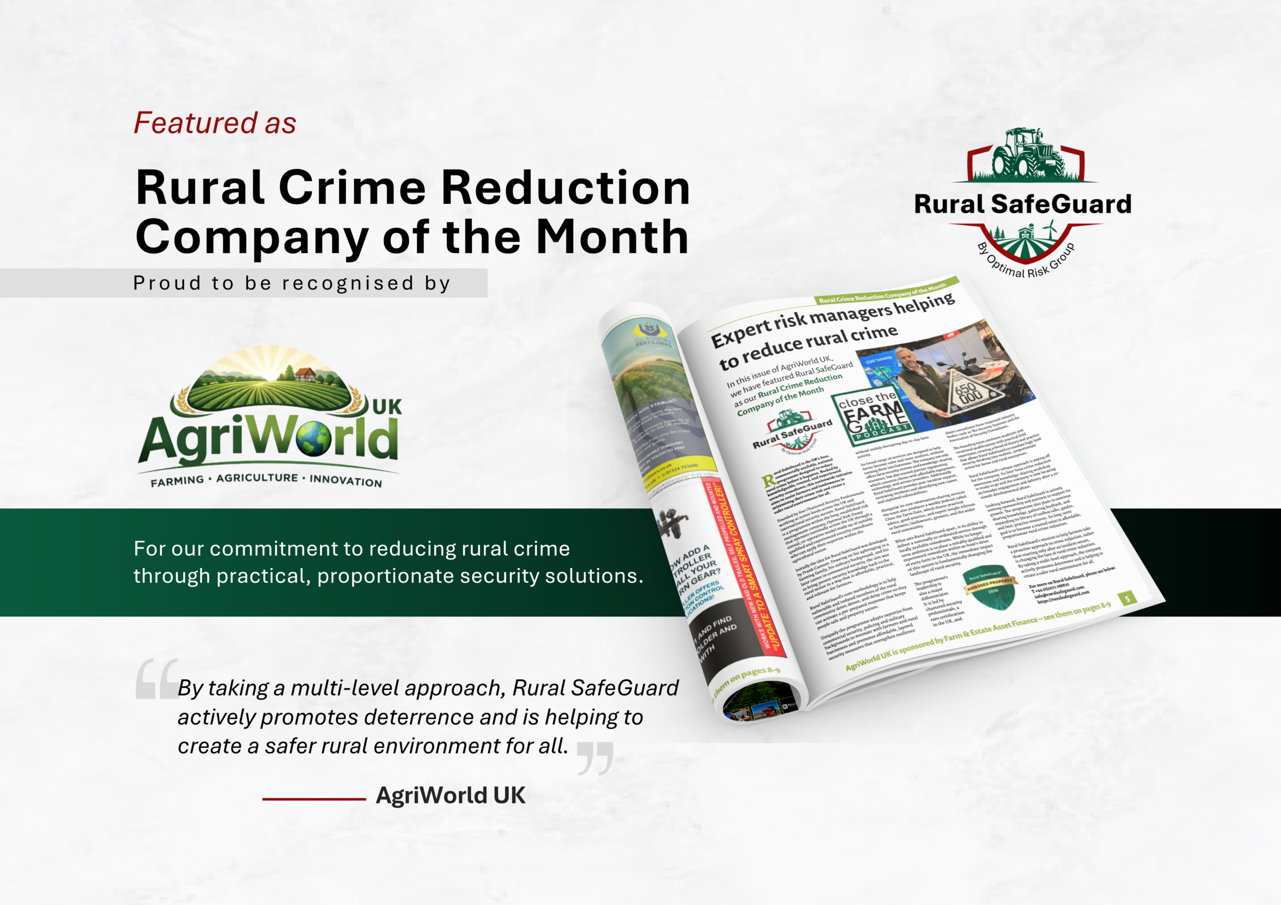Featured As Rural Crime Reduction Company of the Month by AgriWorld UK  